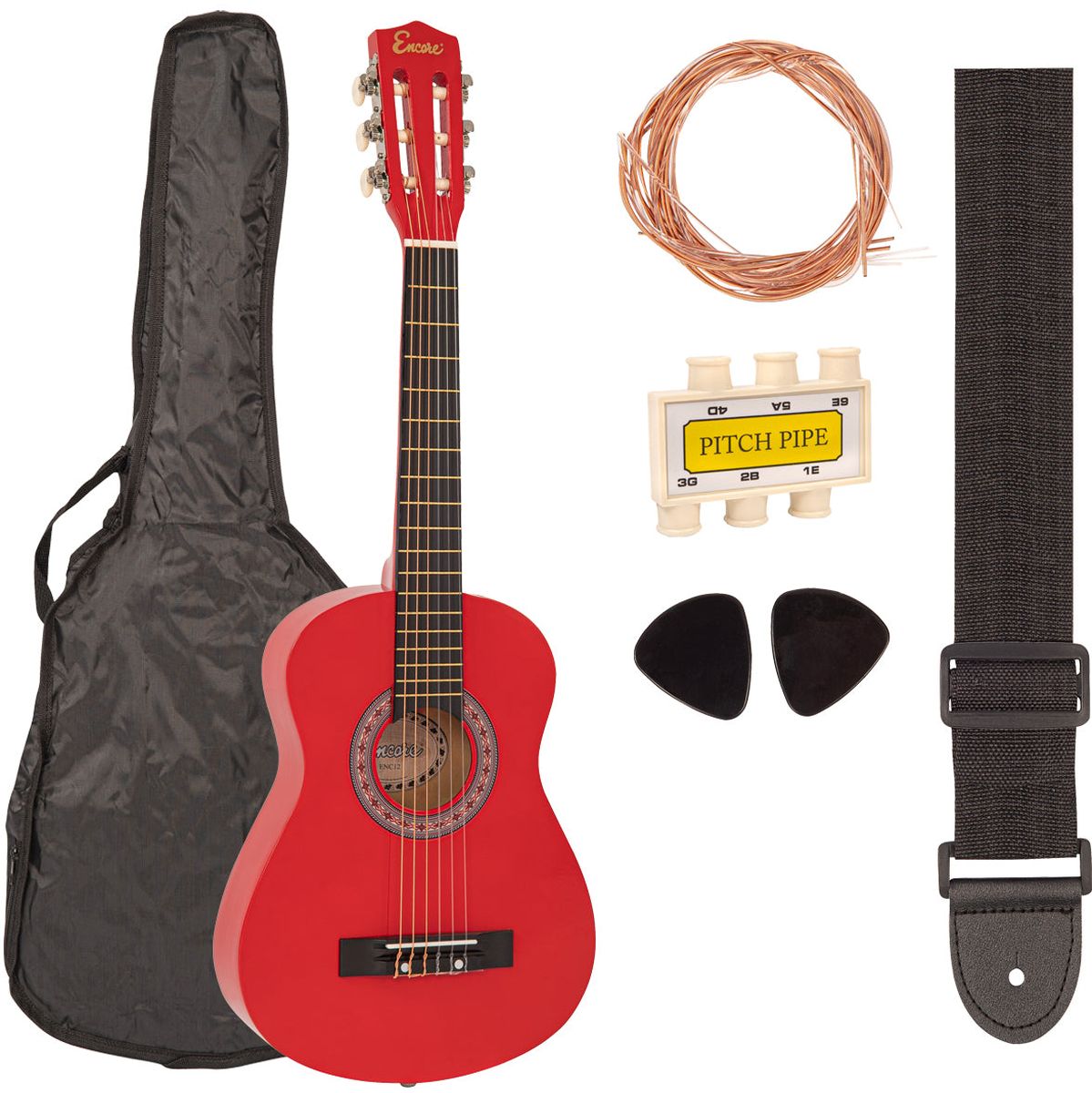 Encore 34 Klassieke gitaar Set - Red