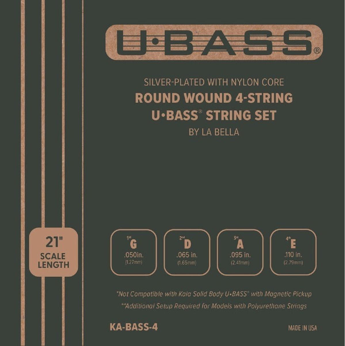 Kala Round Wound Acoustic Electric U•bass Strings