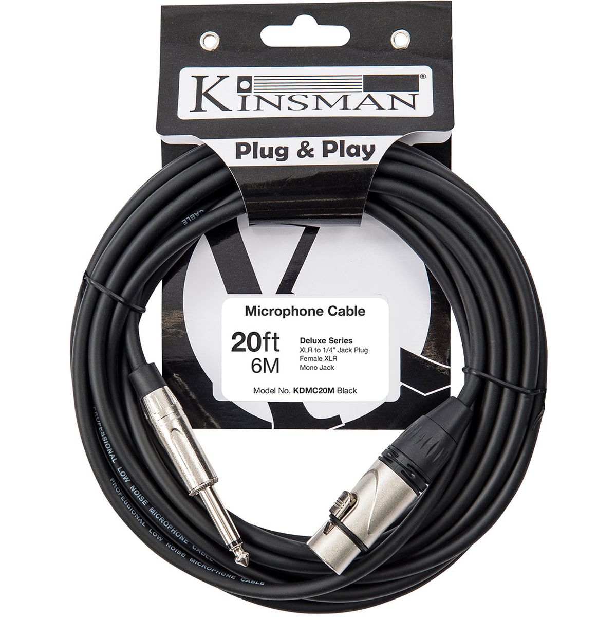 Kinsman Deluxe MONO Microphone Cable - 20FT