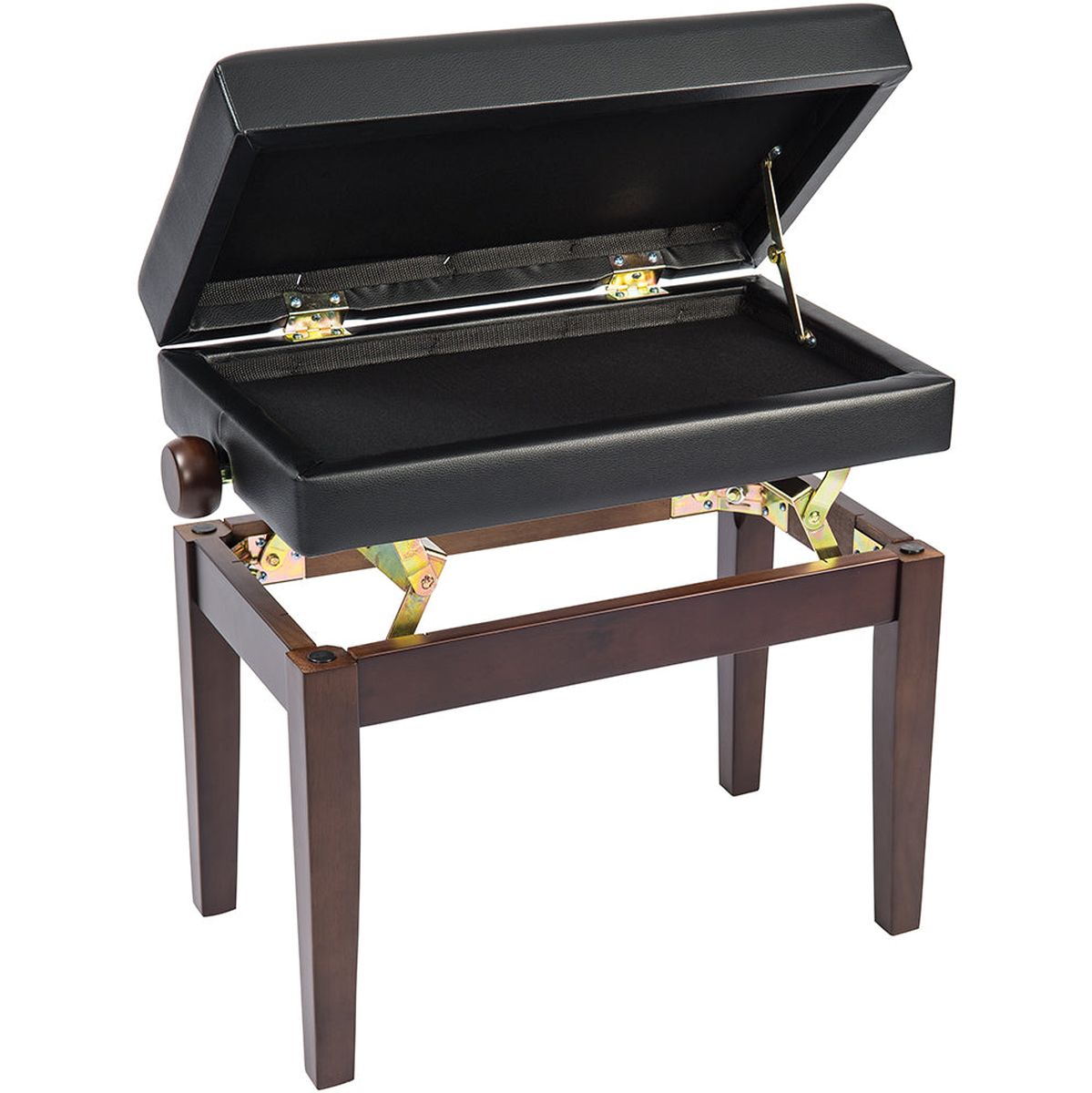 Kinsman Deluxe Adjustable Piano Bench - w/ Storage - Satin Brown