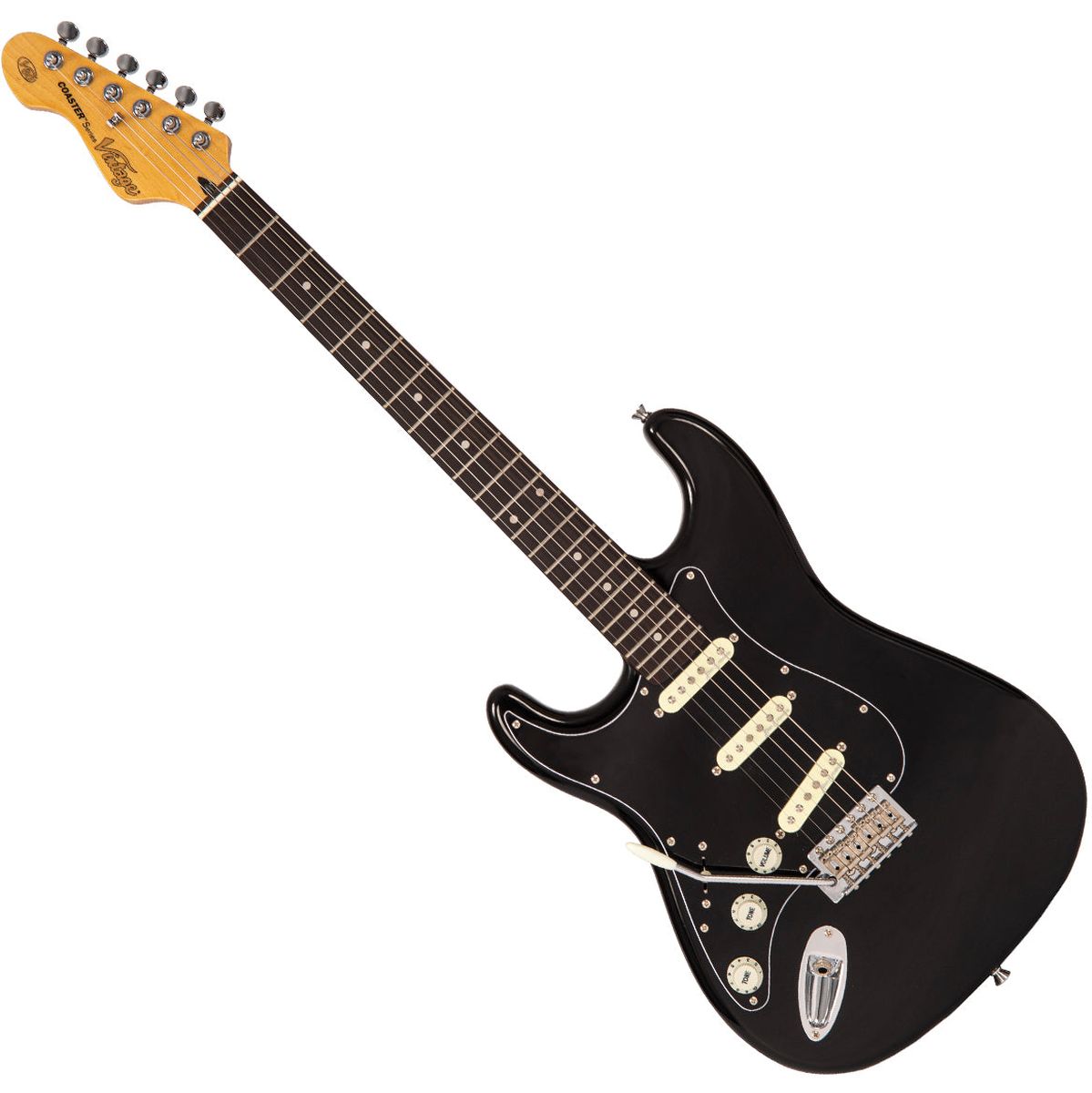Vintage V60 Coaster Series Left Handed Electric Guitar - Gloss Black