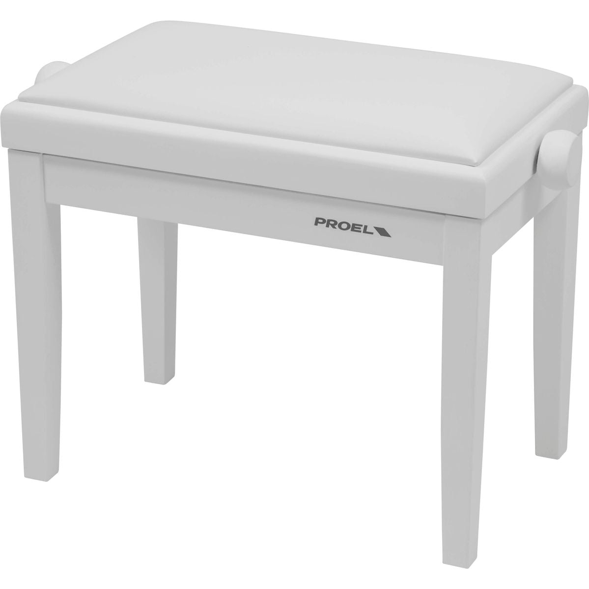 Proel Stage Piano Bench Matt White Frame Padded Seat w/ Wh Imitation Leather