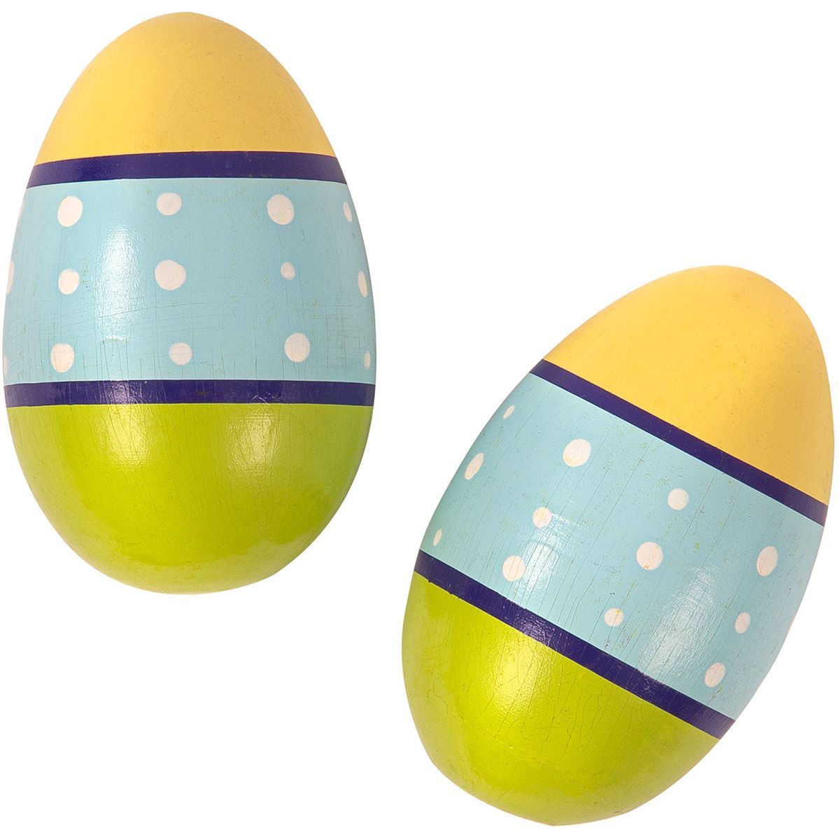 PP Early Years Wooden Egg Shakers - Yellowbluegreen - Pair