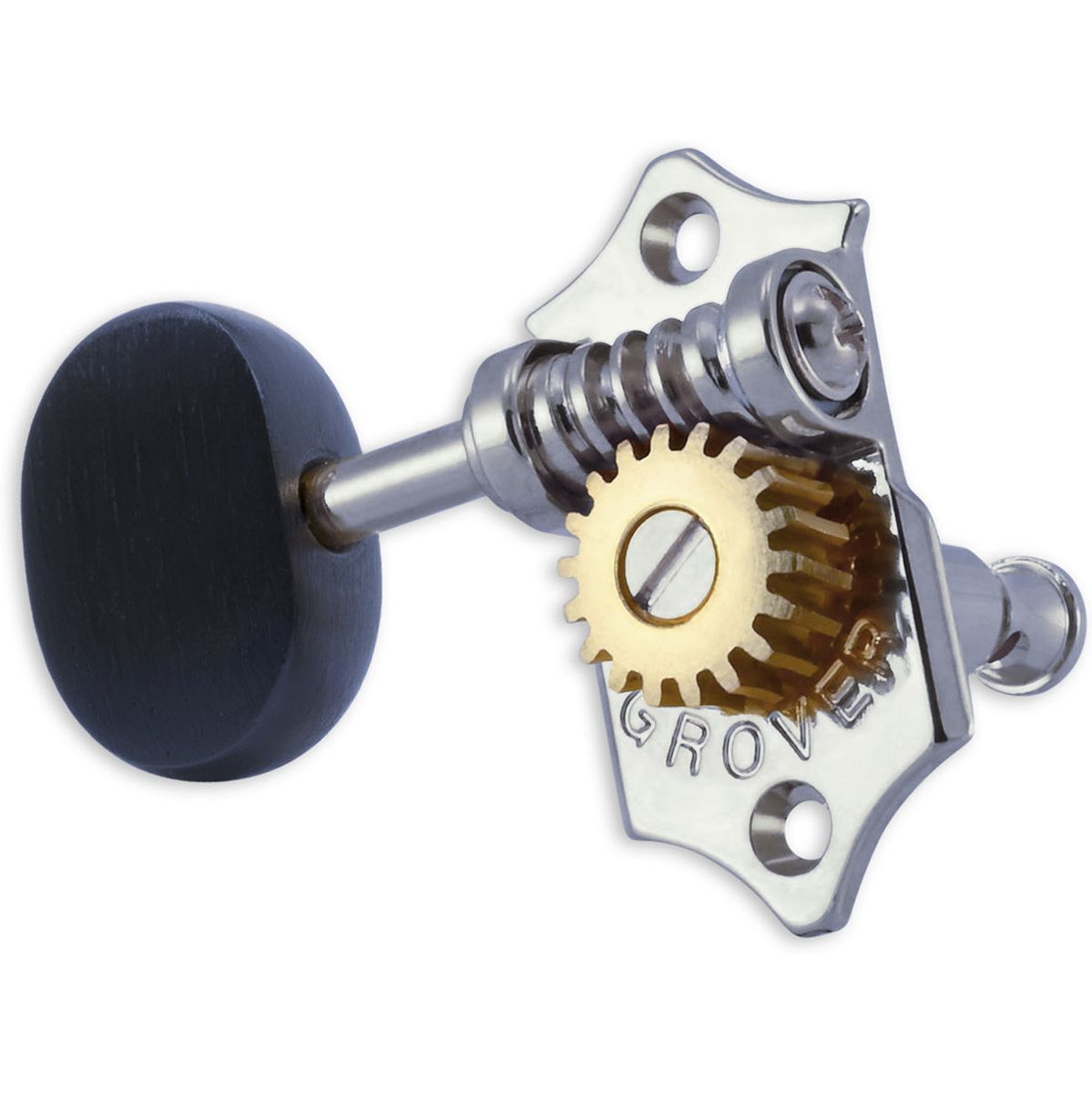 Grover Sta Tite U99 Series Geared Ukulele Pegs Ebony Buttons Chrome