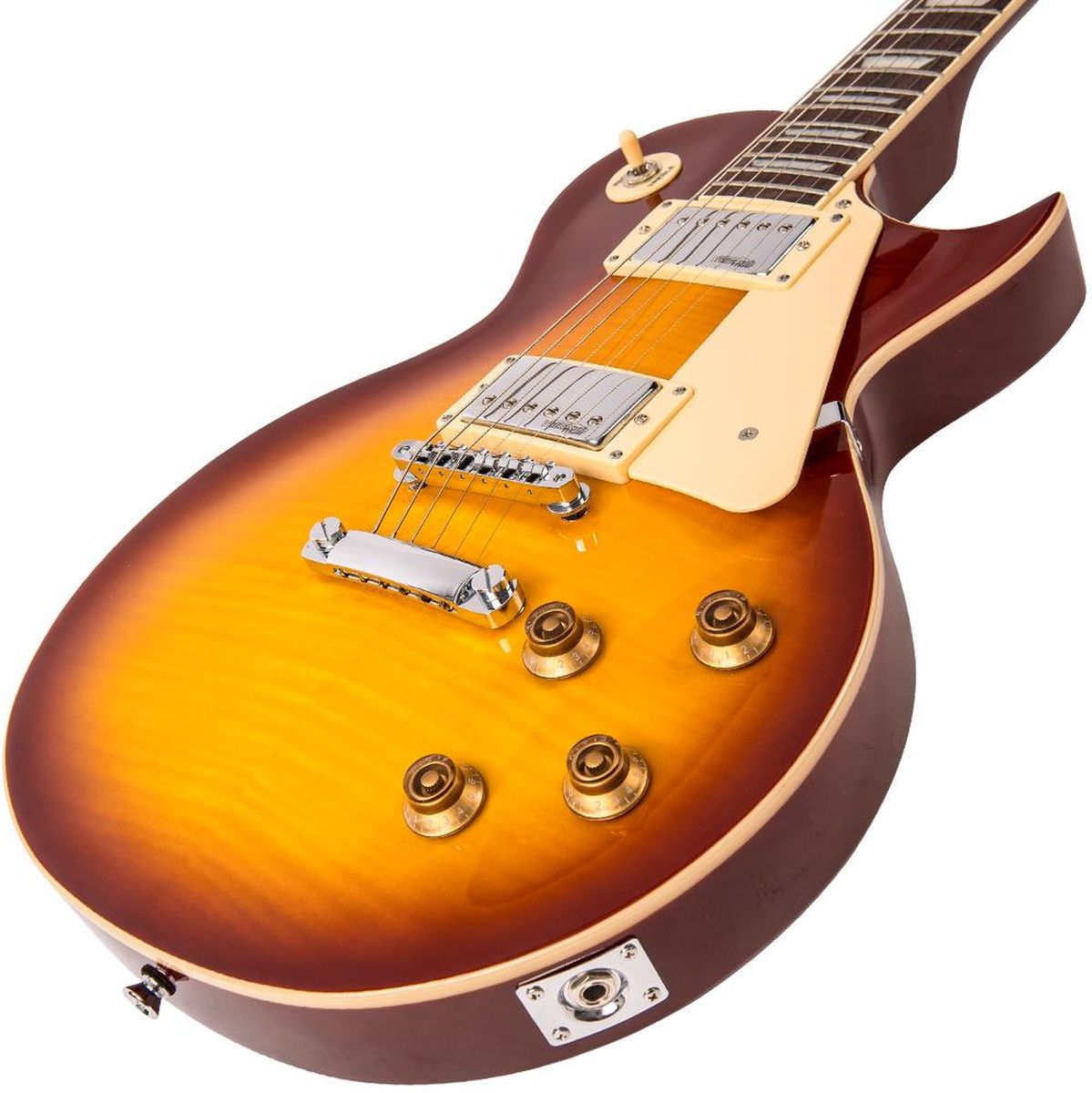 Vintage V100 Guitar-Flame Iced Tea