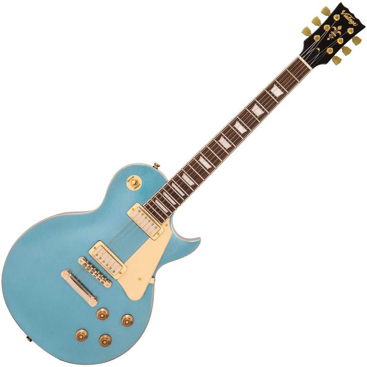 Vintage V100 Electric Guitar Mini HB - Gun Hill Blue