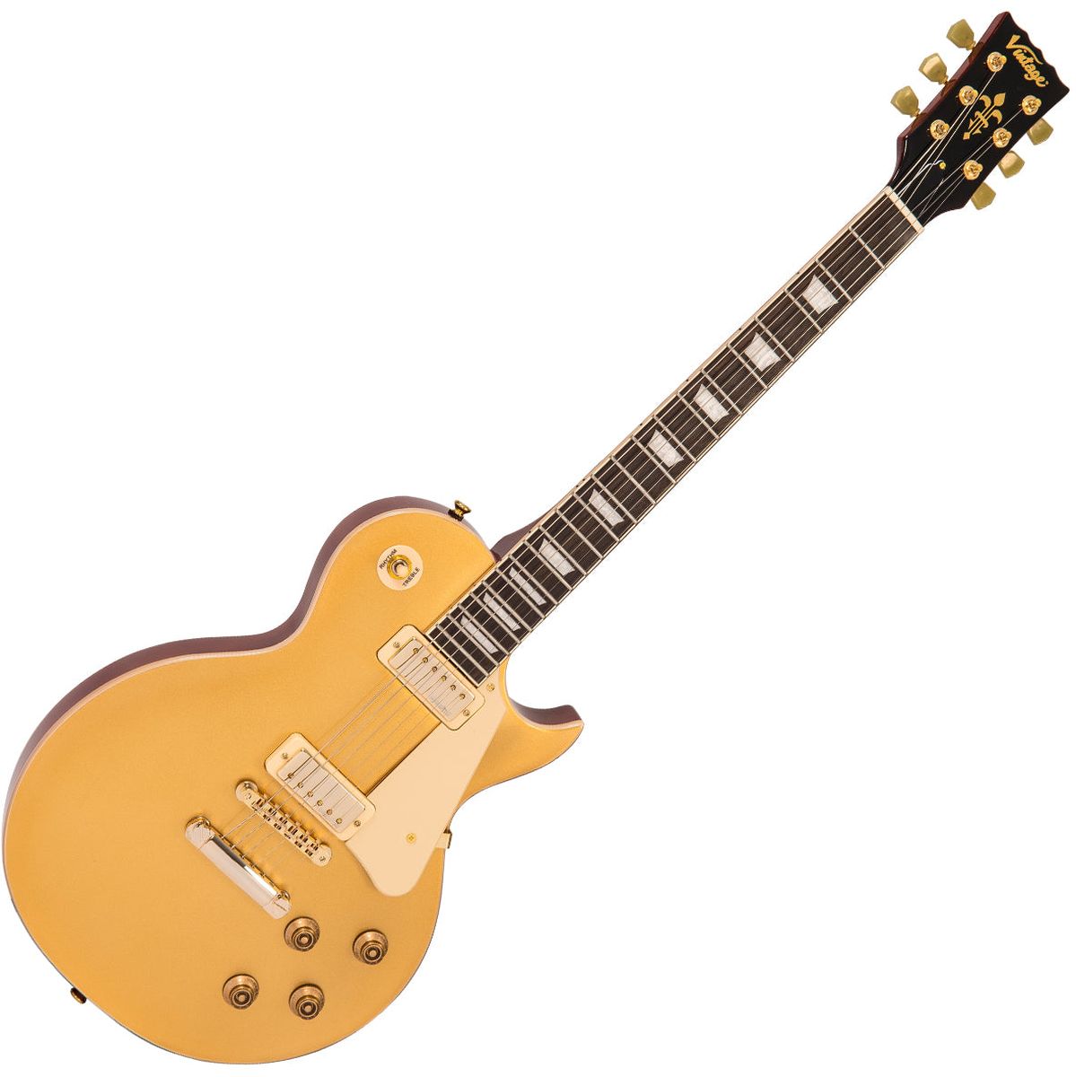 Vintage V100 Electric Guitar Mini HB - Gold Top