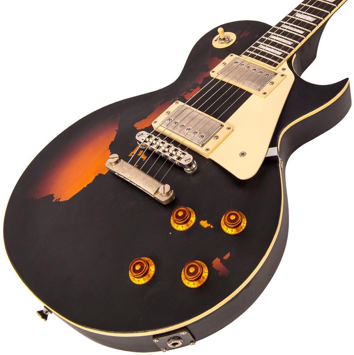 Vintage V100 Icon - Distressed Black Over Sunburst