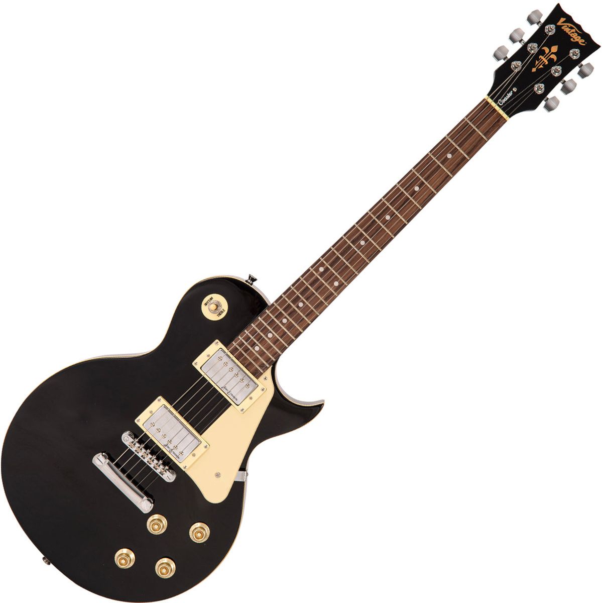 Vintage V10 Coaster Series Electric Guitar - Gloss Black