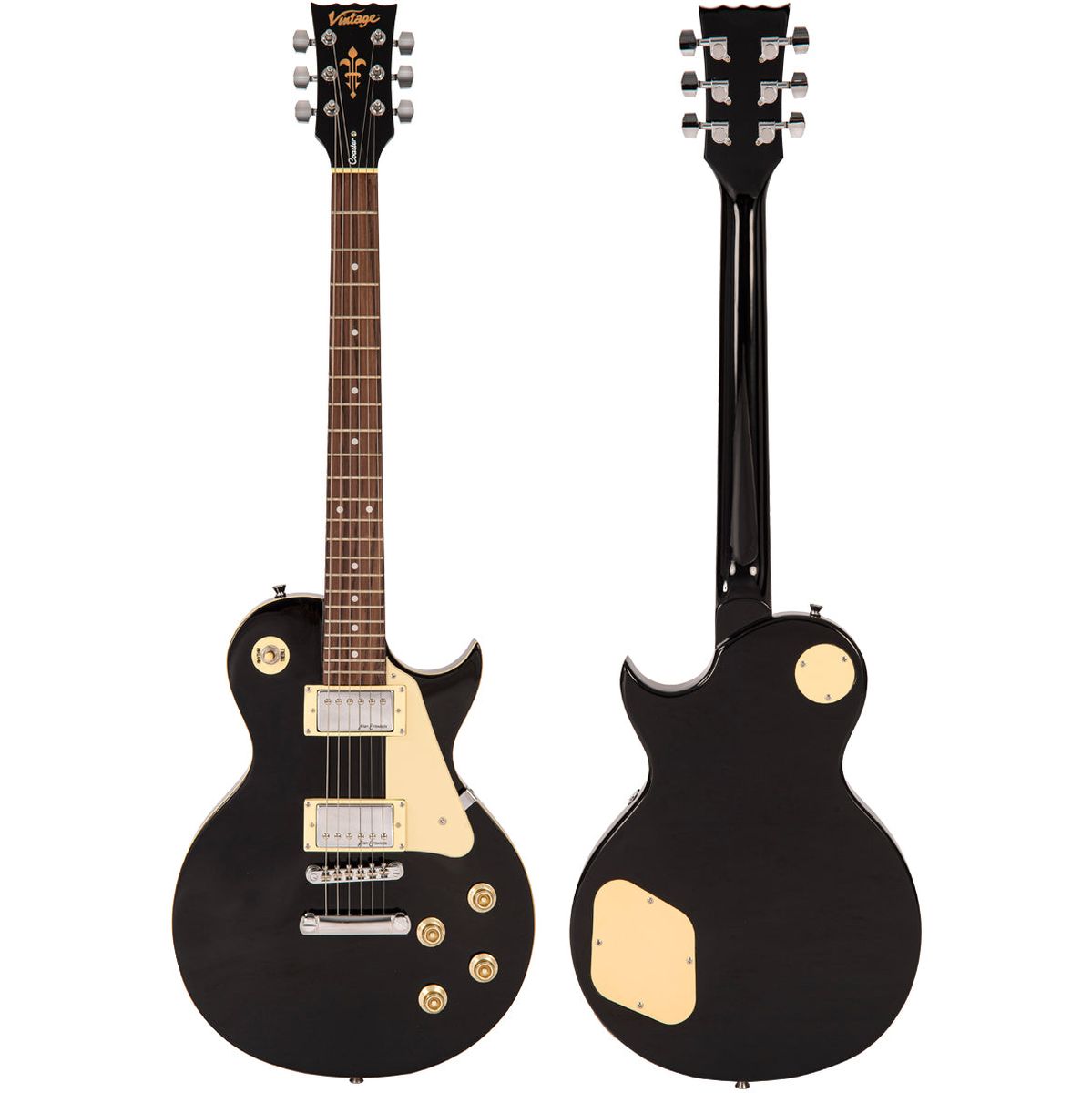 Vintage V10 Coaster Series Electric Guitar - Gloss Black