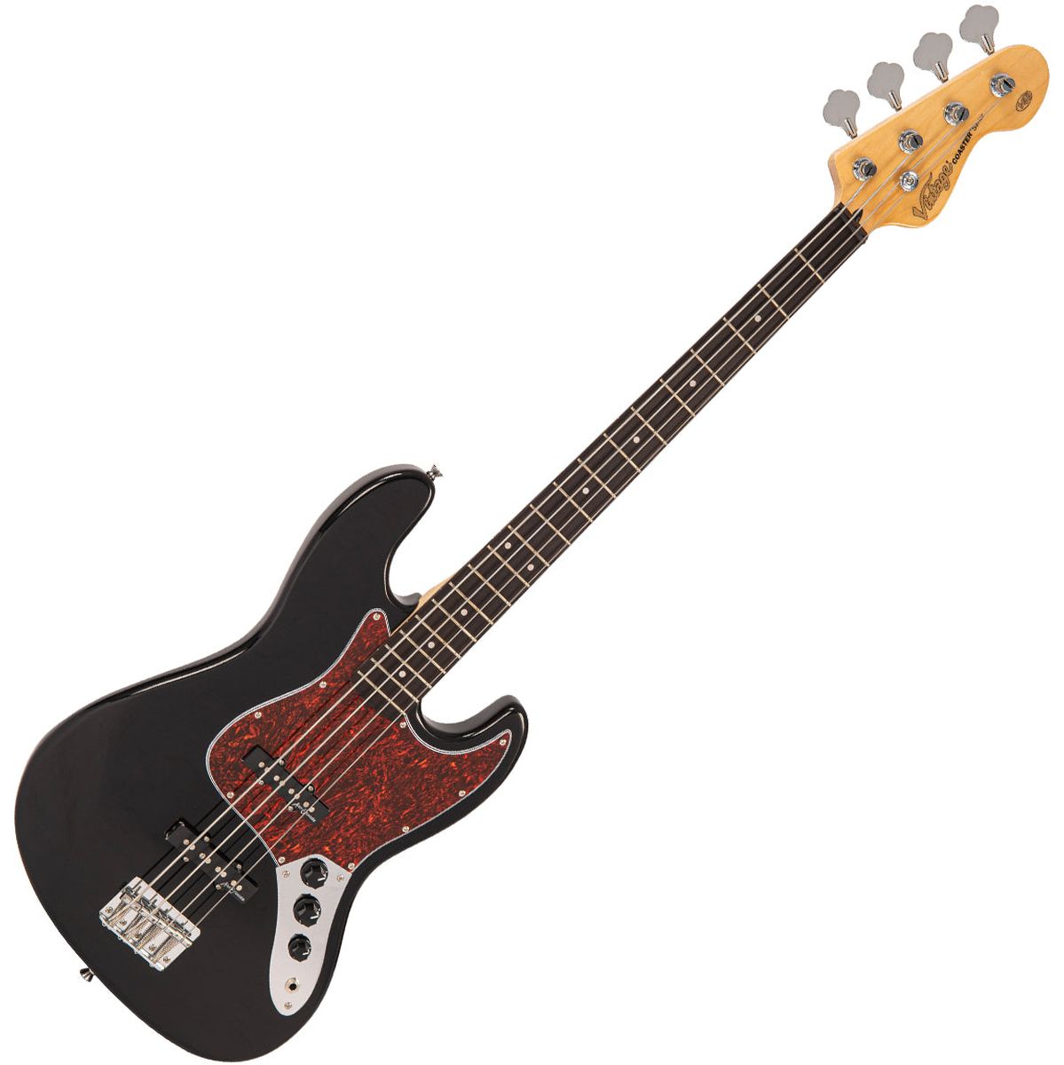 Vintage V49 Coaster Series Bass Guitar - Gloss Black