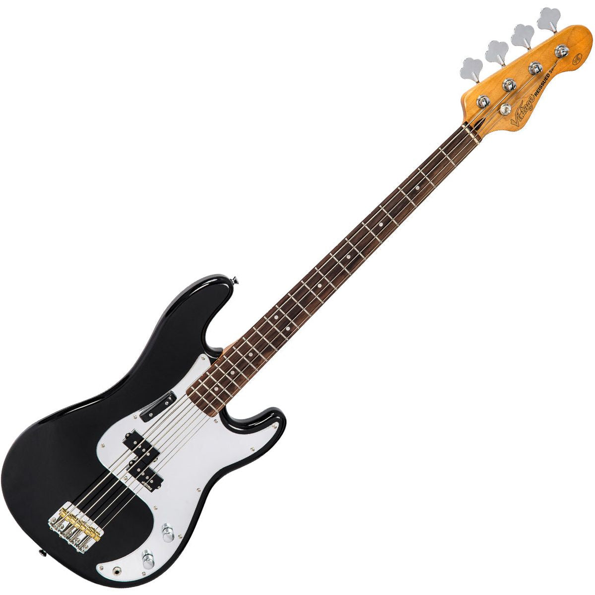 Vintage V4 Bass Guitar - Rocker Black