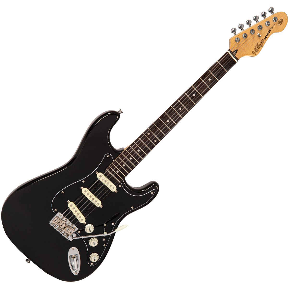 Vintage V60 Coaster Series Electric Guitar - Gloss Black
