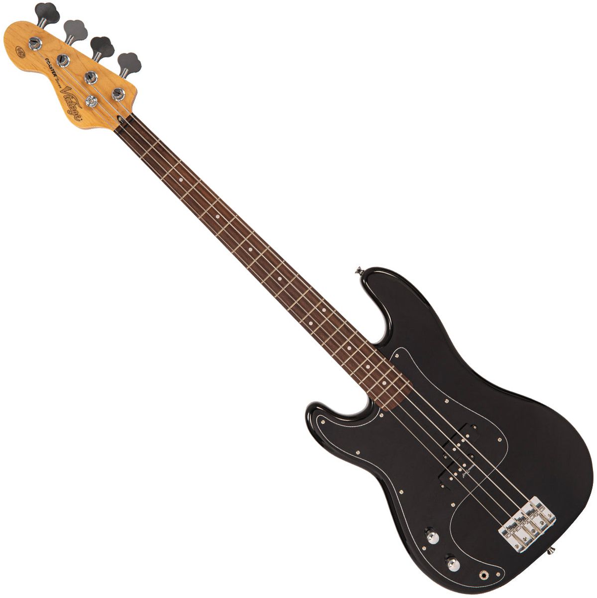 Vintage V40 Coaster Left Handed Bass Guitar Pack - Gloss Black