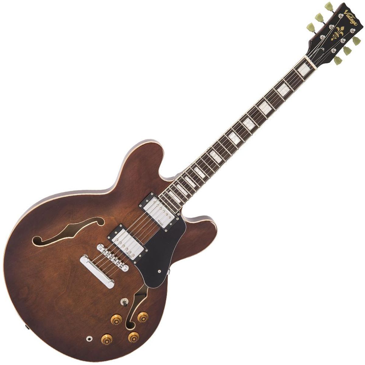 Vintage Semi-Acoustic Guitar - Natural Walnut