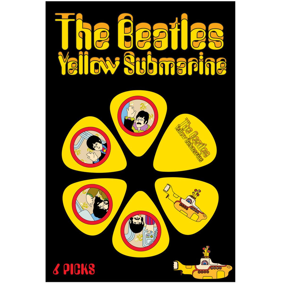 The Beatles Yellow Submarine Picks - Yellow - 6 Pack