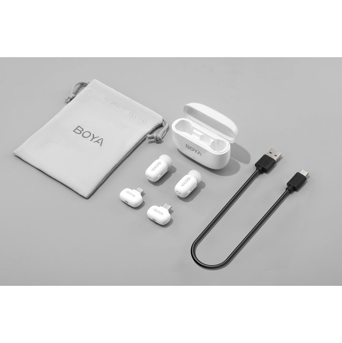 Boya MINI-13 Ultra-Mini Wireless Microphone (White, USB-c & Lightning)