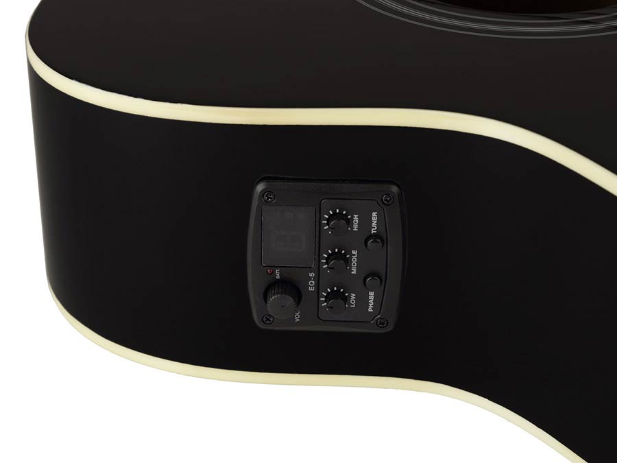 Richwood RD-12L-CEBK Black, Linkshandig, Artist Series Dreadnought Westerngitaar