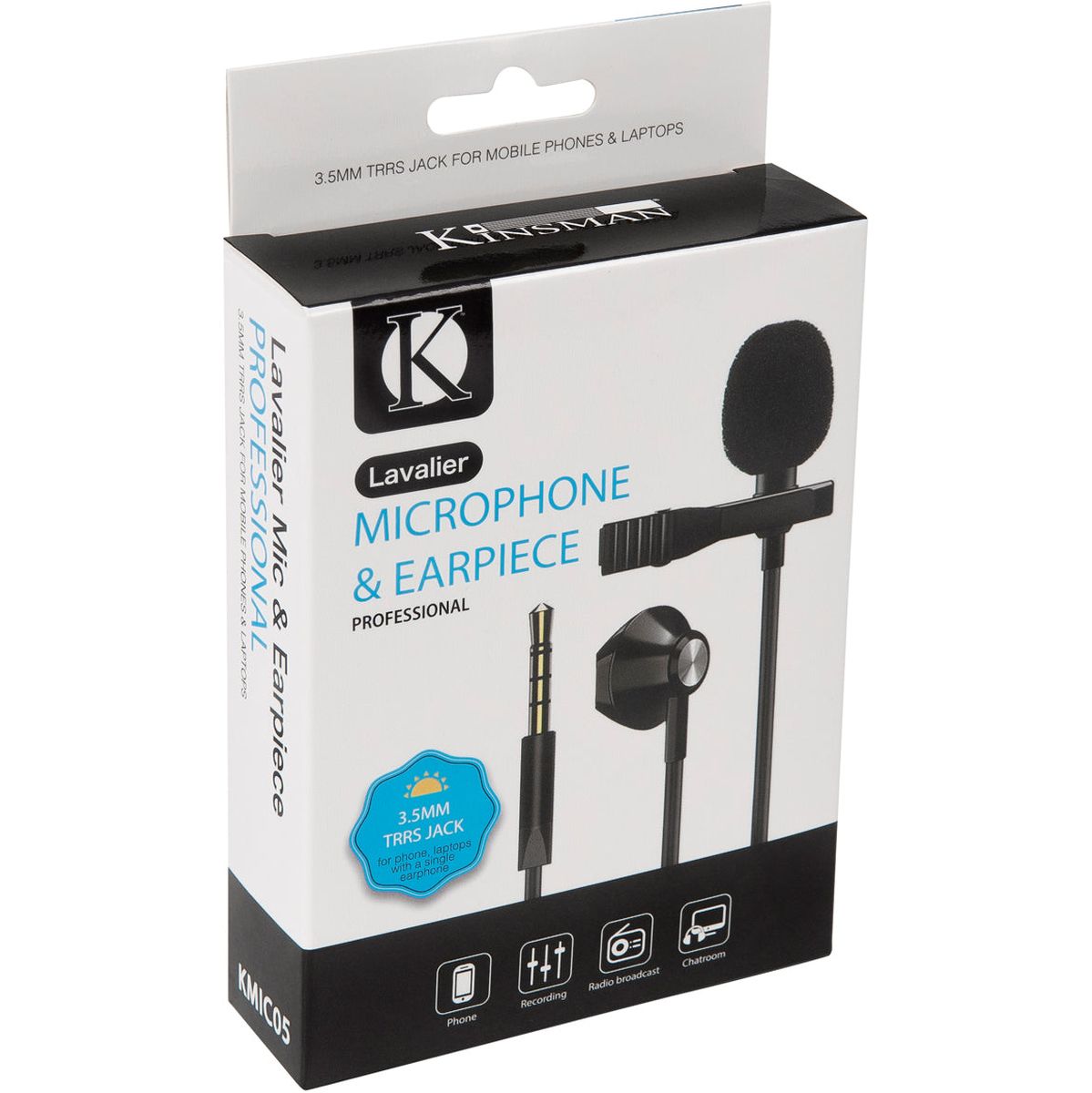 Kinsman Lavalier Microphone w/ Earphone - 3.5mm TRRS Jack