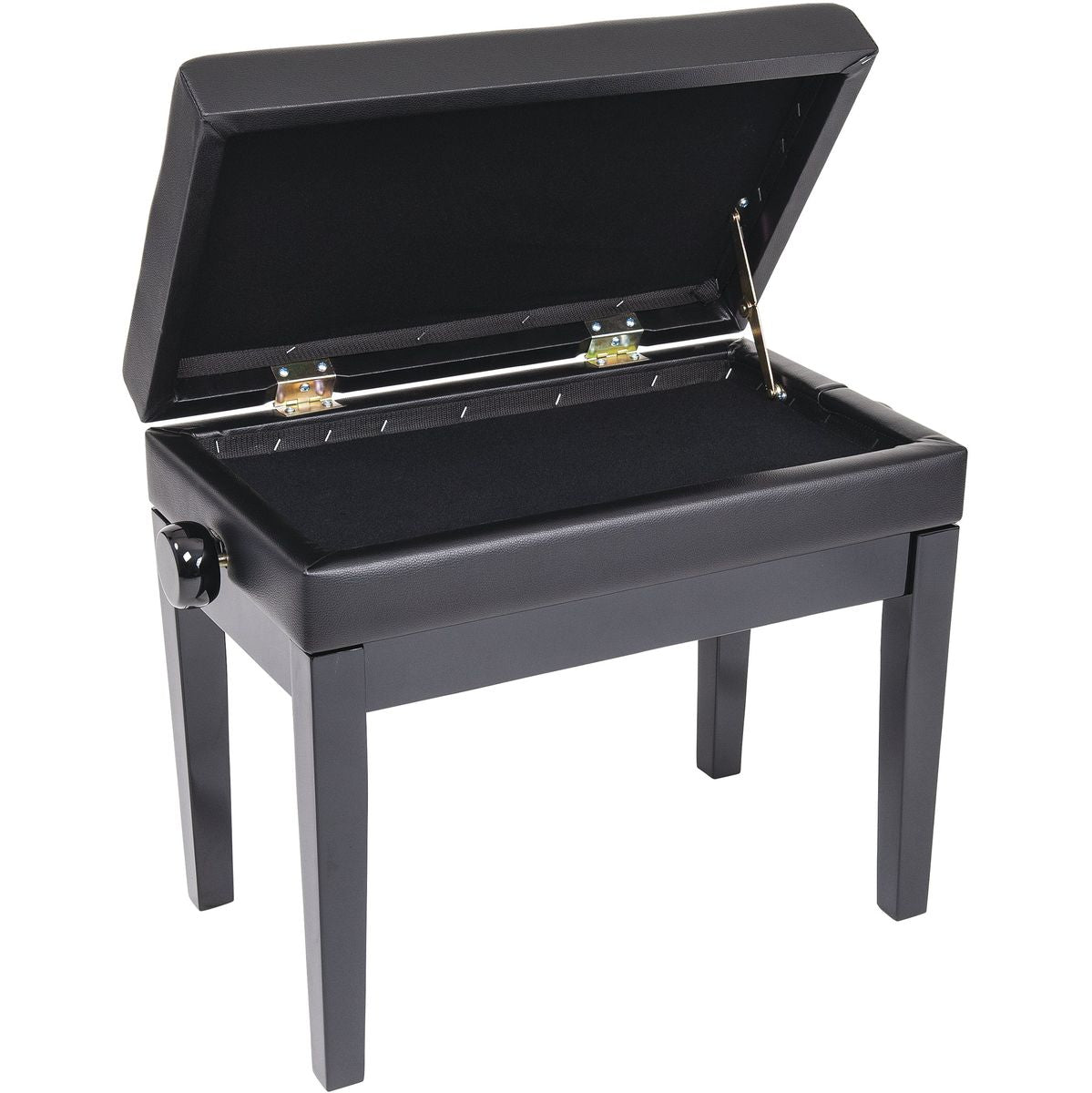 Kinsman Deluxe Adjustable Piano Bench - w/ Storage - Satin Black