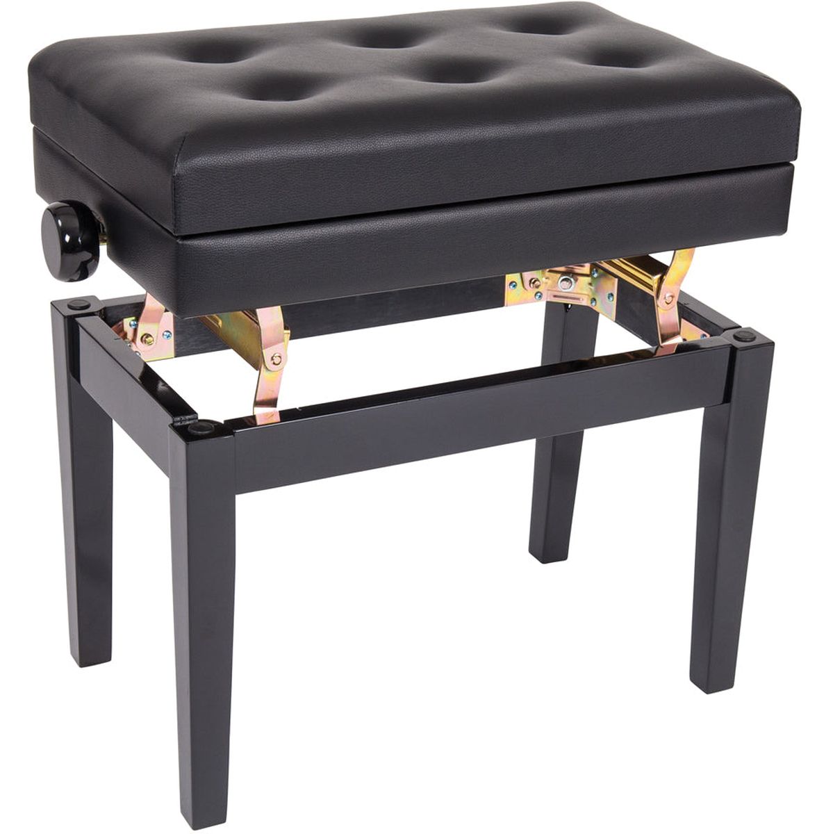Kinsman Deluxe Adjustable Piano Bench - w/ Storage - Satin Black