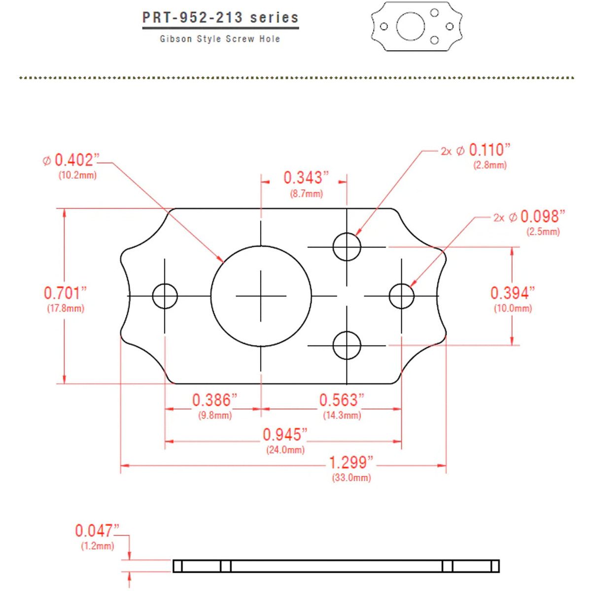 Graph Tech Ratio Plate For Gibson Style Screw Hole - Chrome (1PC)