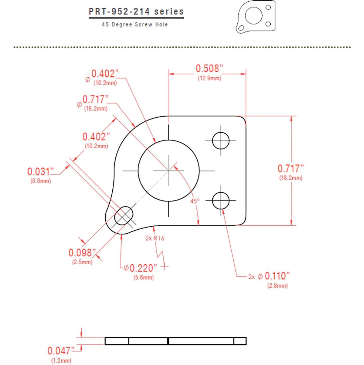 Graph Tech Ratio Plate For 45 Degree Screw Hole - Black (1PC)