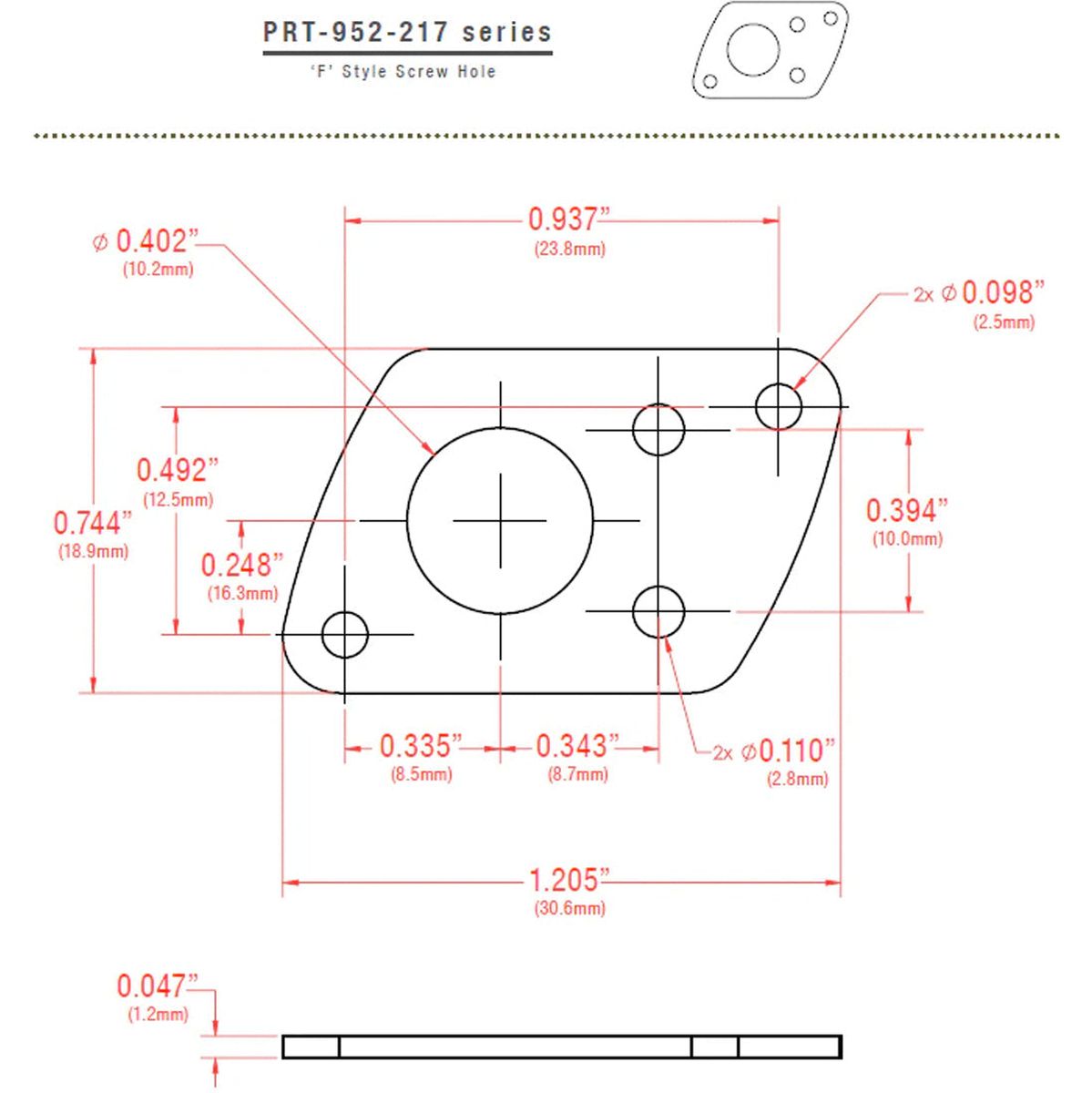 Graph Tech Ratio Plate For F Style Screw Hole - Gold (1PC)