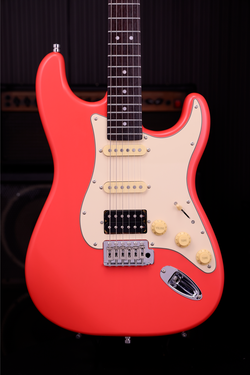 Patina PS-4 Fiesta Red HSS S-Style Elektrische gitaar