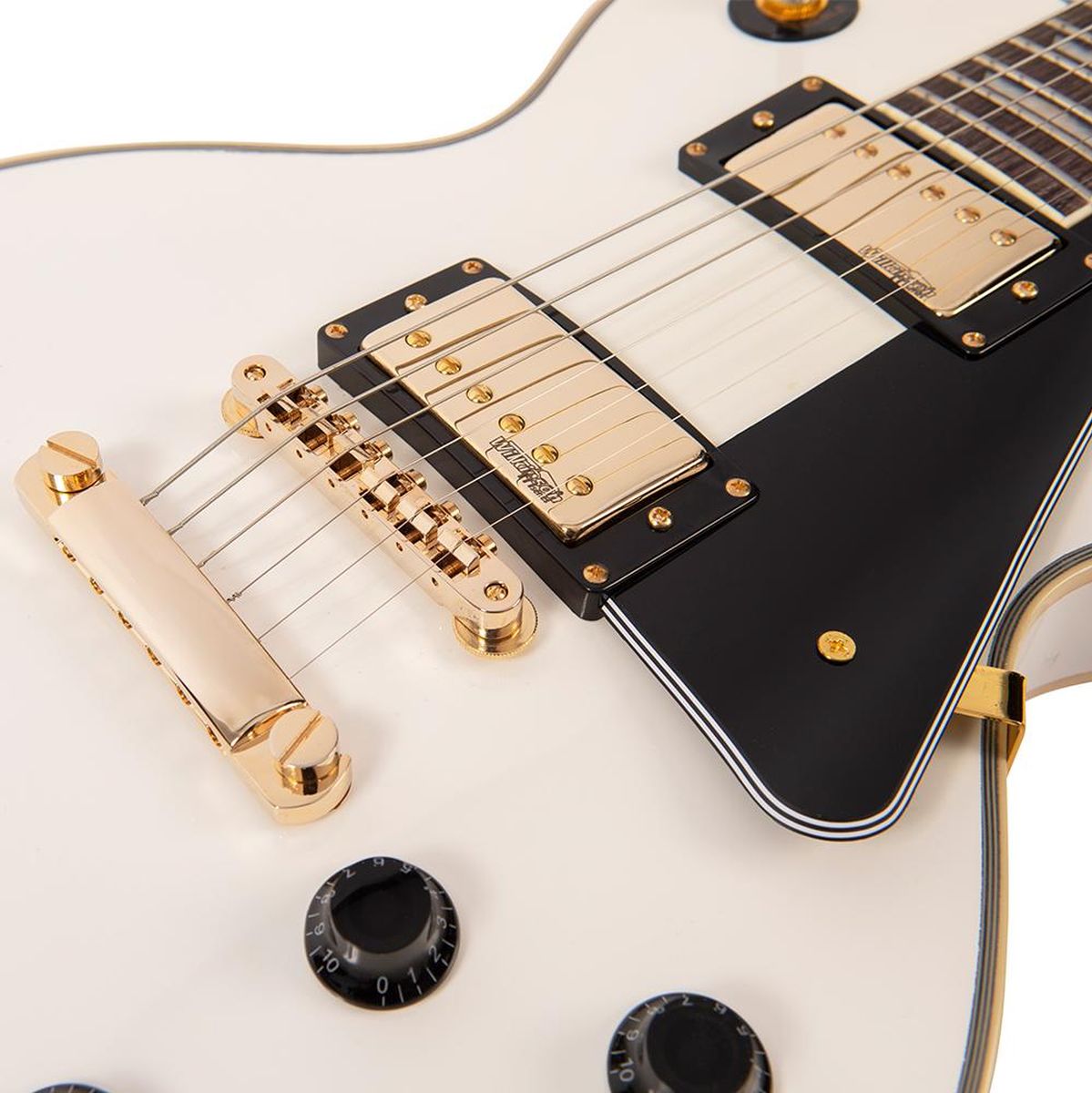 Vintage V100 Guitar-Gold HW Arctic White