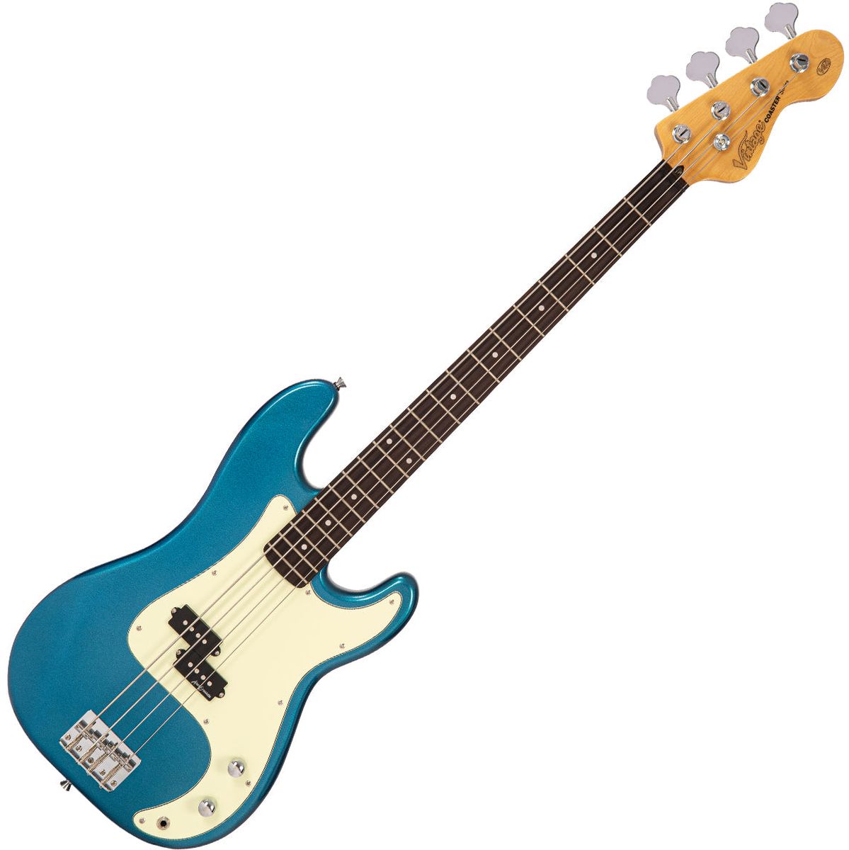 Vintage V40 Coaster Series Bass Guitar - Candy Apple Blue
