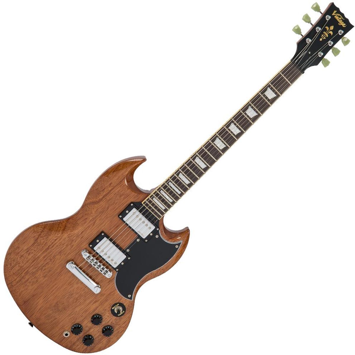 Vintage VS6 Guitar-Natural Mahogany