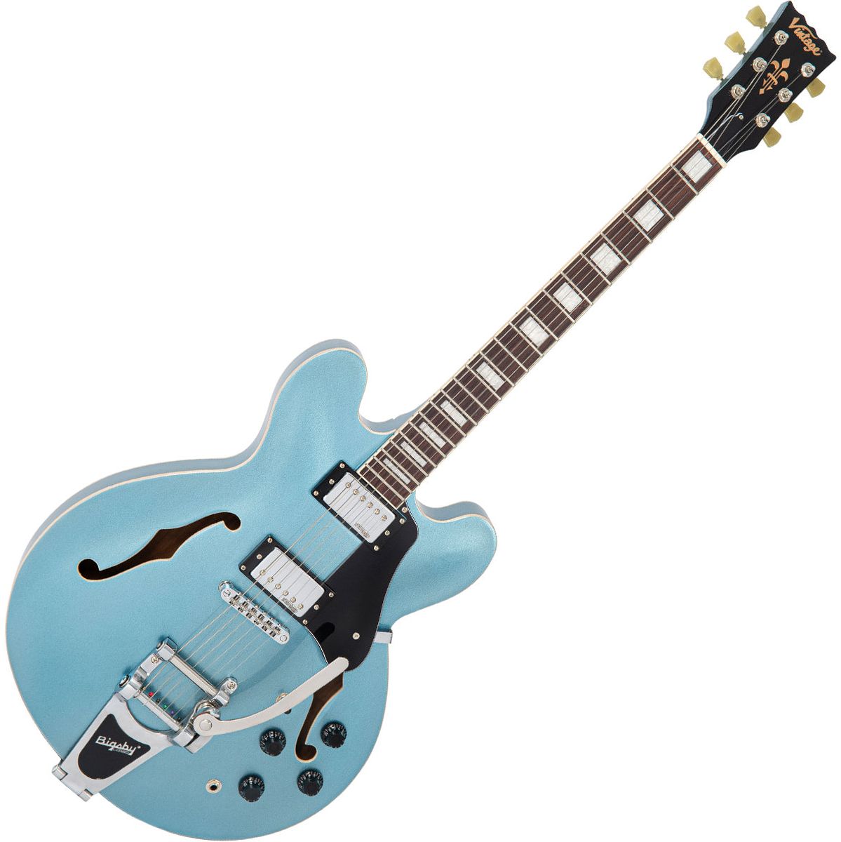 Vintage Semi-Acoustic Guitar w/ Bigsby - Gun Hill Blue