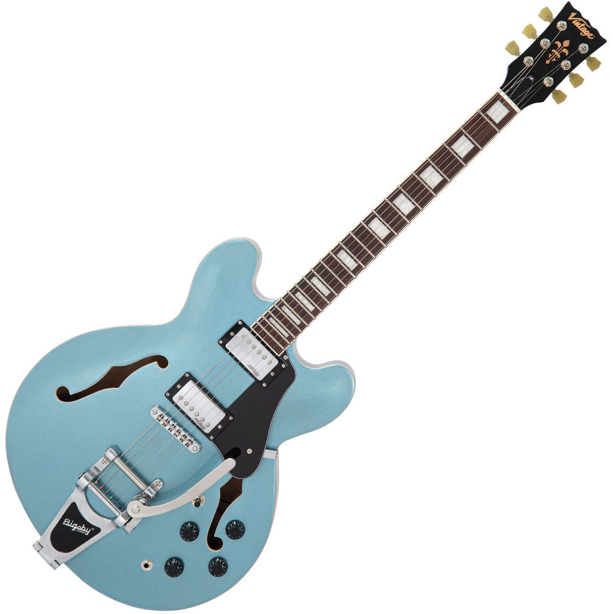 Vintage Semi-Acoustic Guitar w/ Bigsby - Gun Hill Blue